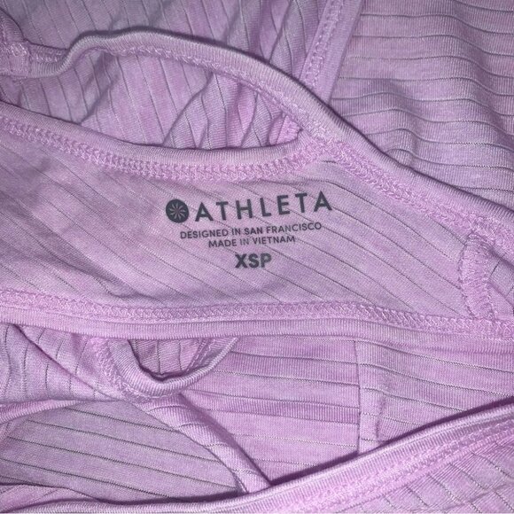 Athleta Essence Texture Tie Back Tank Top  Size Extra Small Lilac Purple Striped - Picture 6 of 7